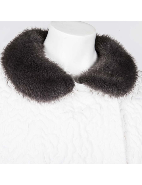 Veste GIAMBATTISTA VALLI T44it blanche col vison gris