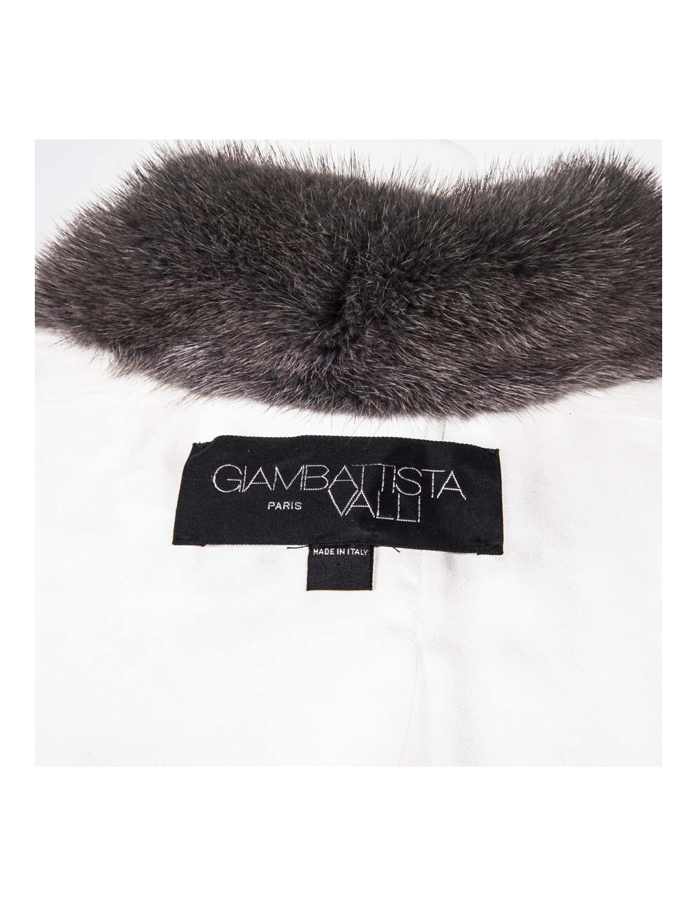 Veste GIAMBATTISTA VALLI T44it blanche col vison gris
