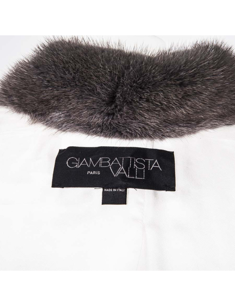 Veste GIAMBATTISTA VALLI T44it blanche col vison gris