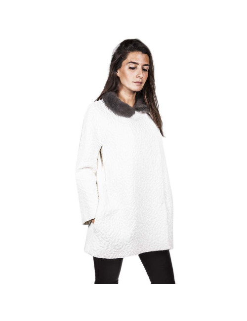 Veste GIAMBATTISTA VALLI T44it blanche col vison gris