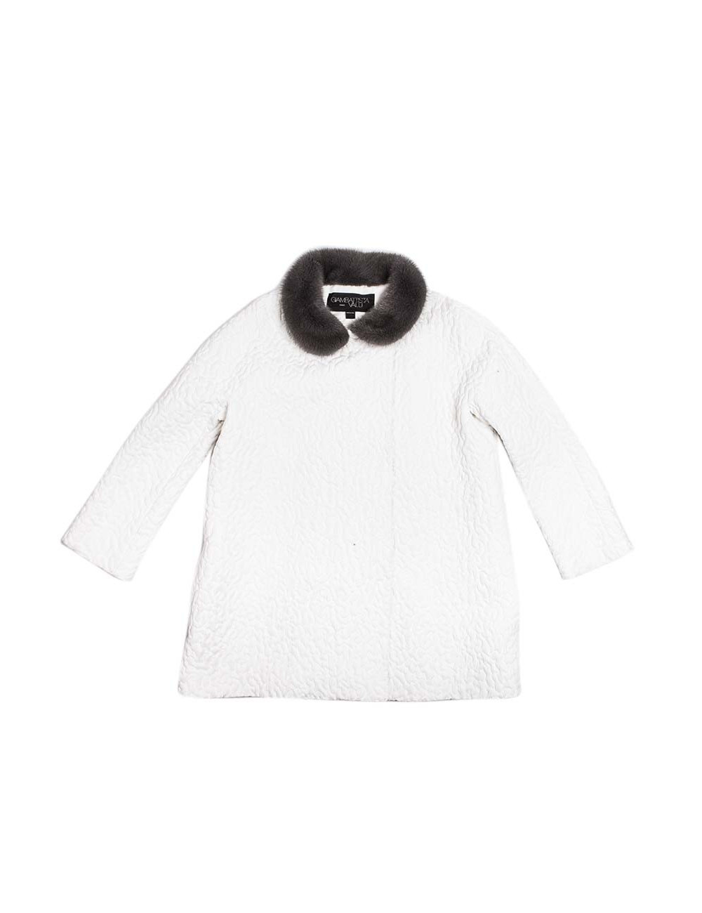 Veste GIAMBATTISTA VALLI T44it blanche col vison gris