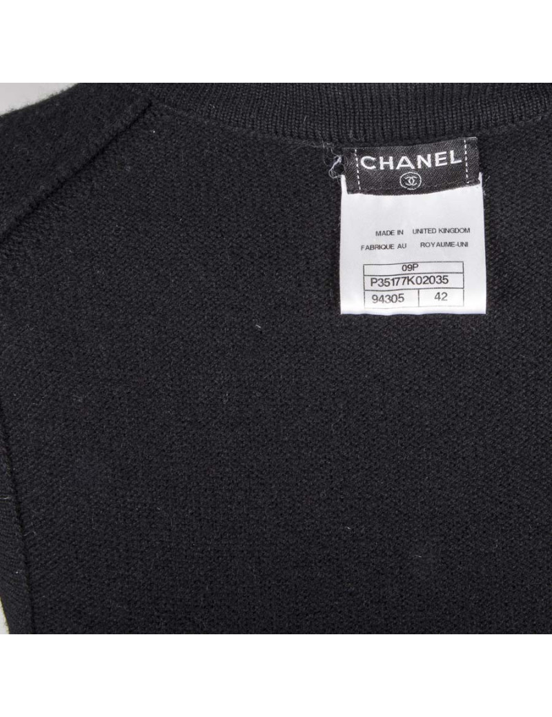 Gilet long CHANEL  T 42 cachemire noir