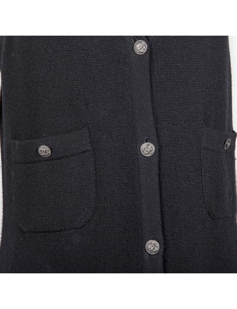 Gilet long CHANEL  T 42 cachemire noir