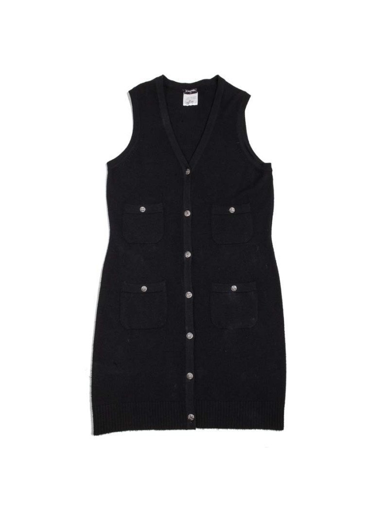 Gilet long CHANEL  T 42 cachemire noir