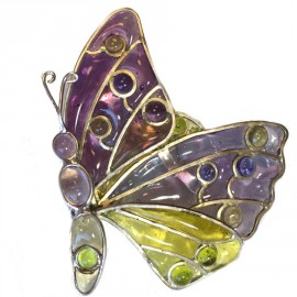LOUIS VUITTON Butterfly brooch in mulitcolored molten glass
