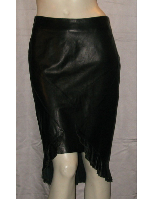 Jupe cuir noir finition dentelle ROBERTO CAVALLI