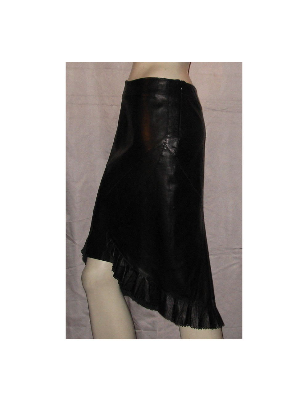 Jupe cuir noir finition dentelle ROBERTO CAVALLI