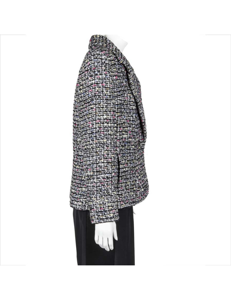 Veste CHANEL T 46 en tweed blanc gris et rose