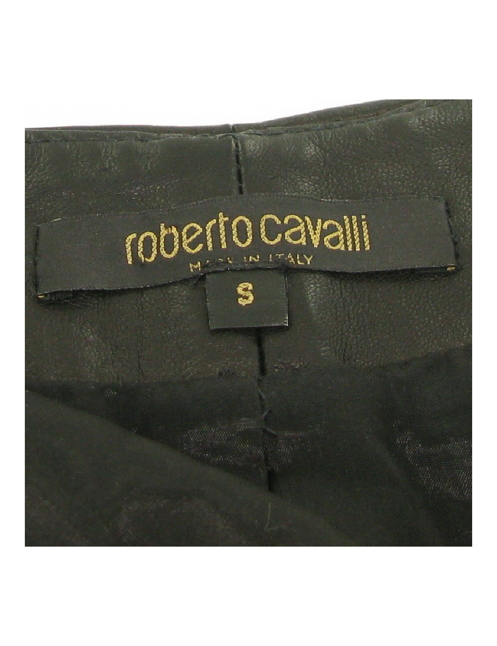 Jupe cuir noir finition dentelle ROBERTO CAVALLI