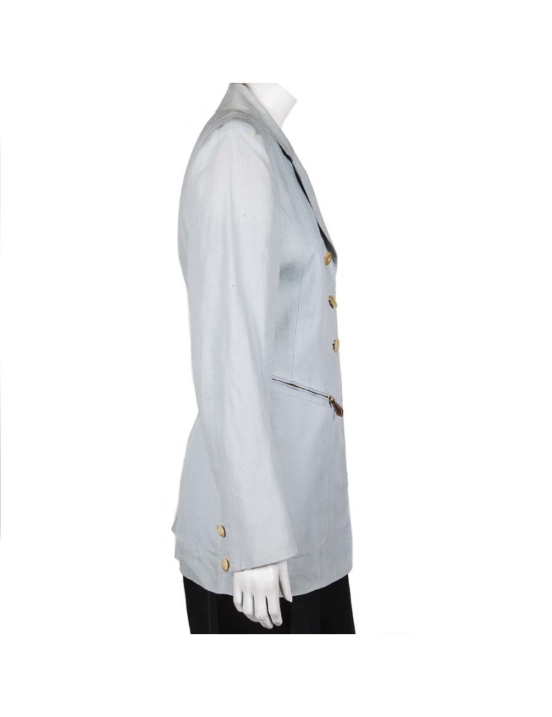 Veste HERMES T36 en lin bleu clair 