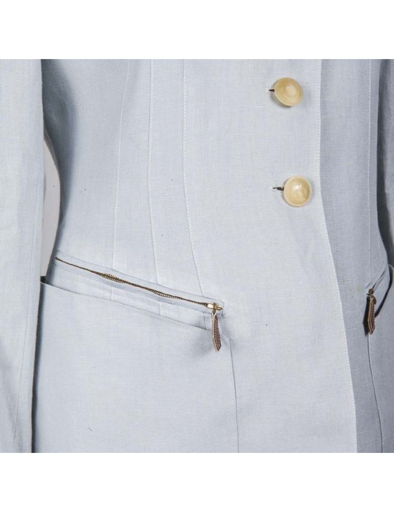 Veste HERMES T36 en lin bleu clair 