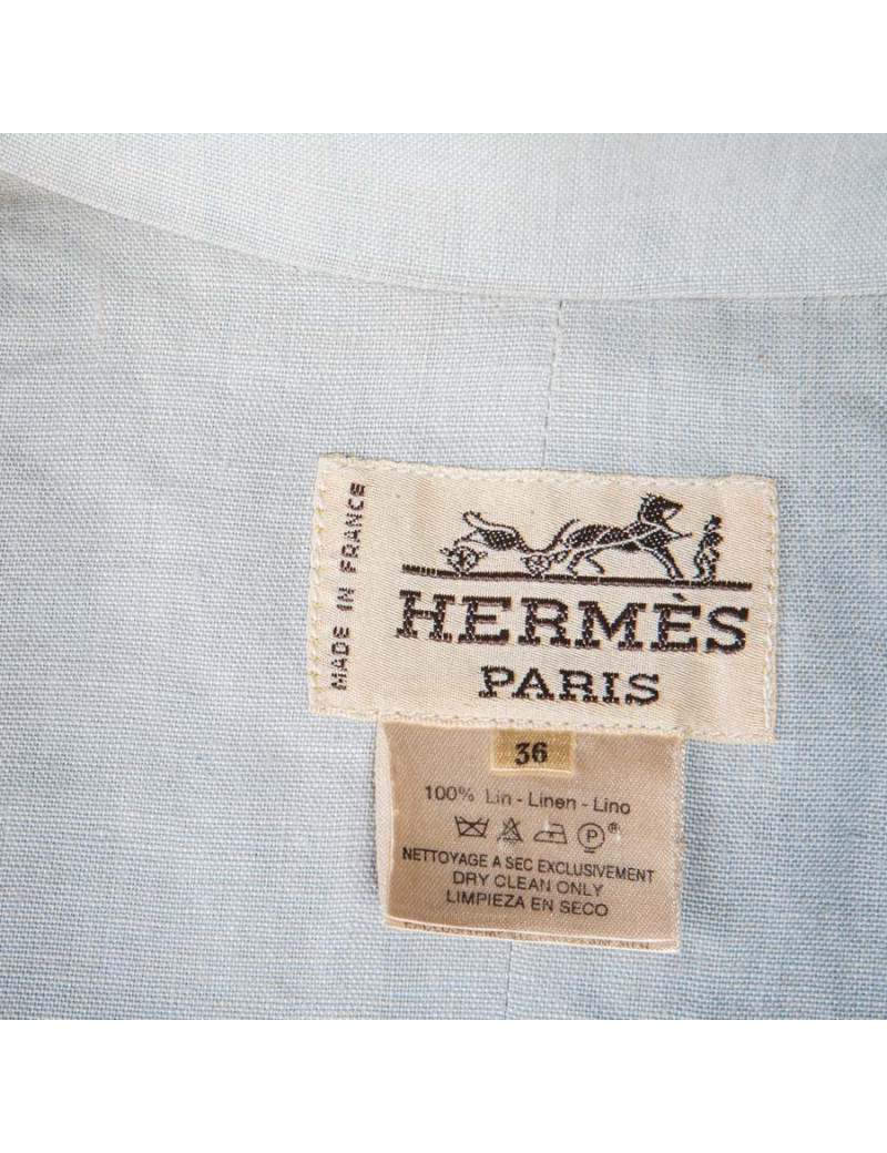 Veste HERMES T36 en lin bleu clair 