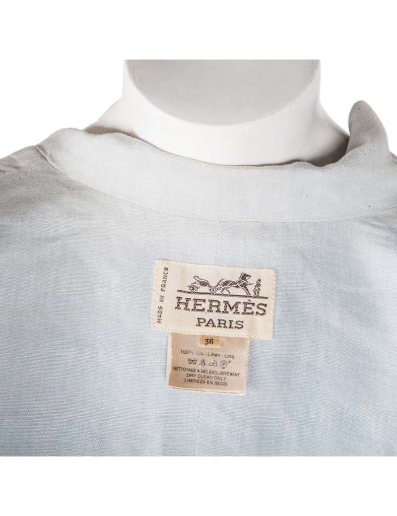 Veste HERMES T36 en lin bleu clair 