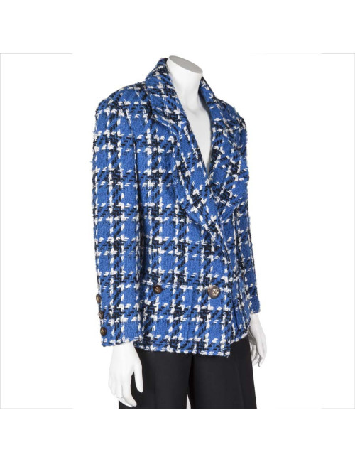 Veste CHANEL T38 FR tweed bleu  