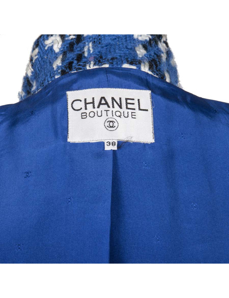 Veste CHANEL T38 FR tweed bleu  
