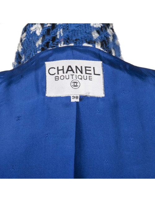 Veste CHANEL T38 FR tweed bleu  