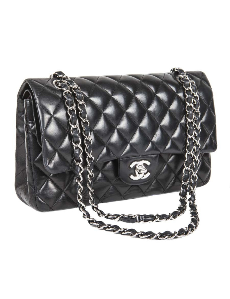 Sac Timeless CHANEL  cuir d'agneau lisse noir