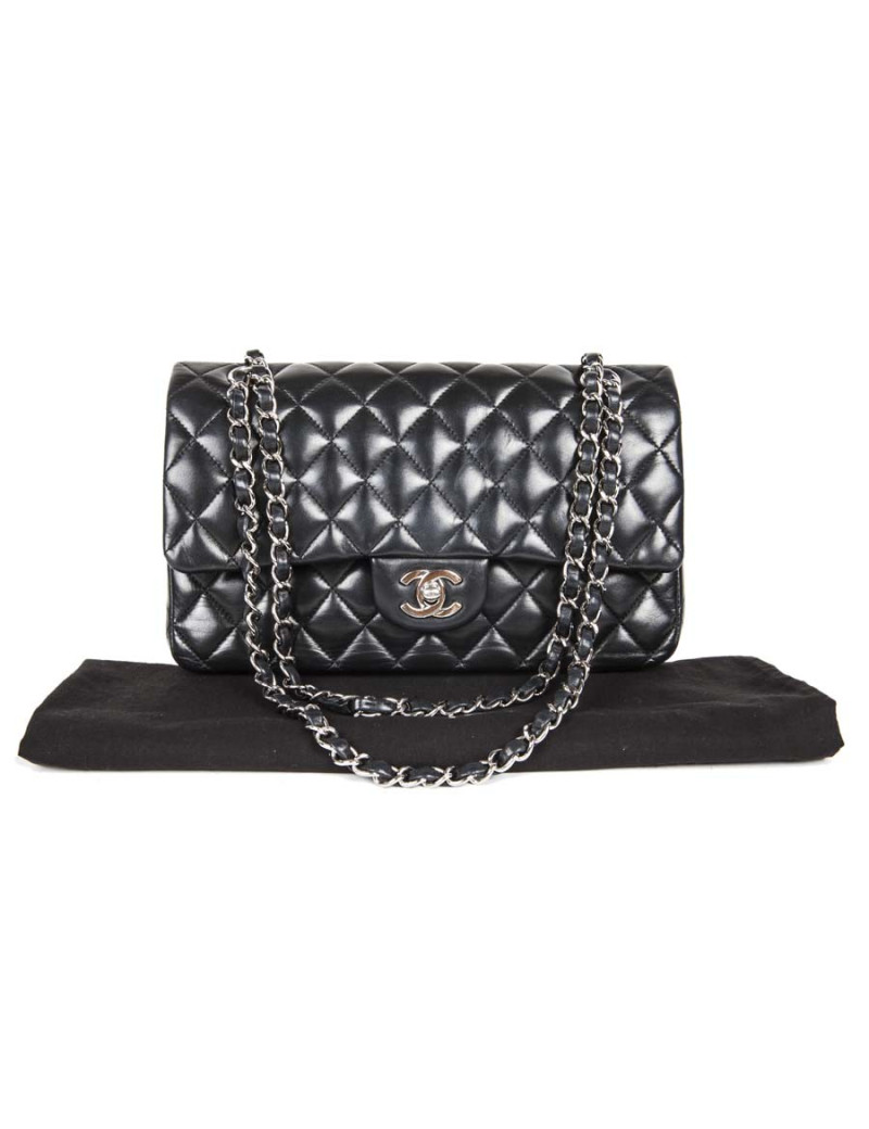 Sac Timeless CHANEL  cuir d'agneau lisse noir