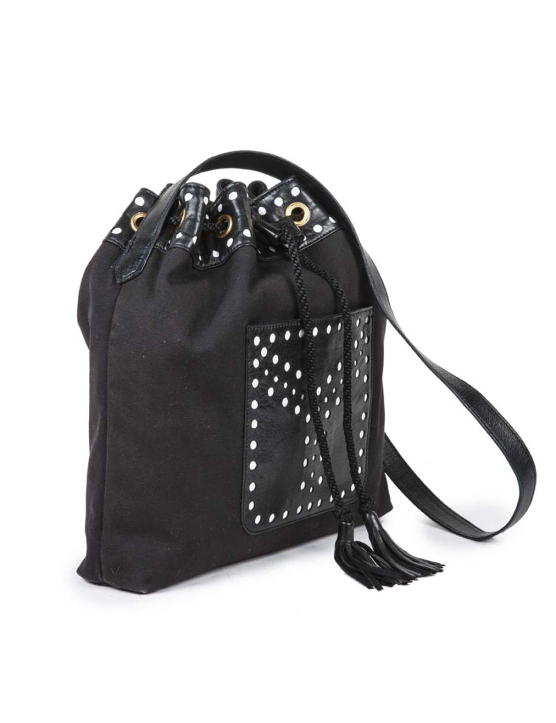  YVES SAINT LAURENT Vintage 'Y' shoulder bag in black and white fabric