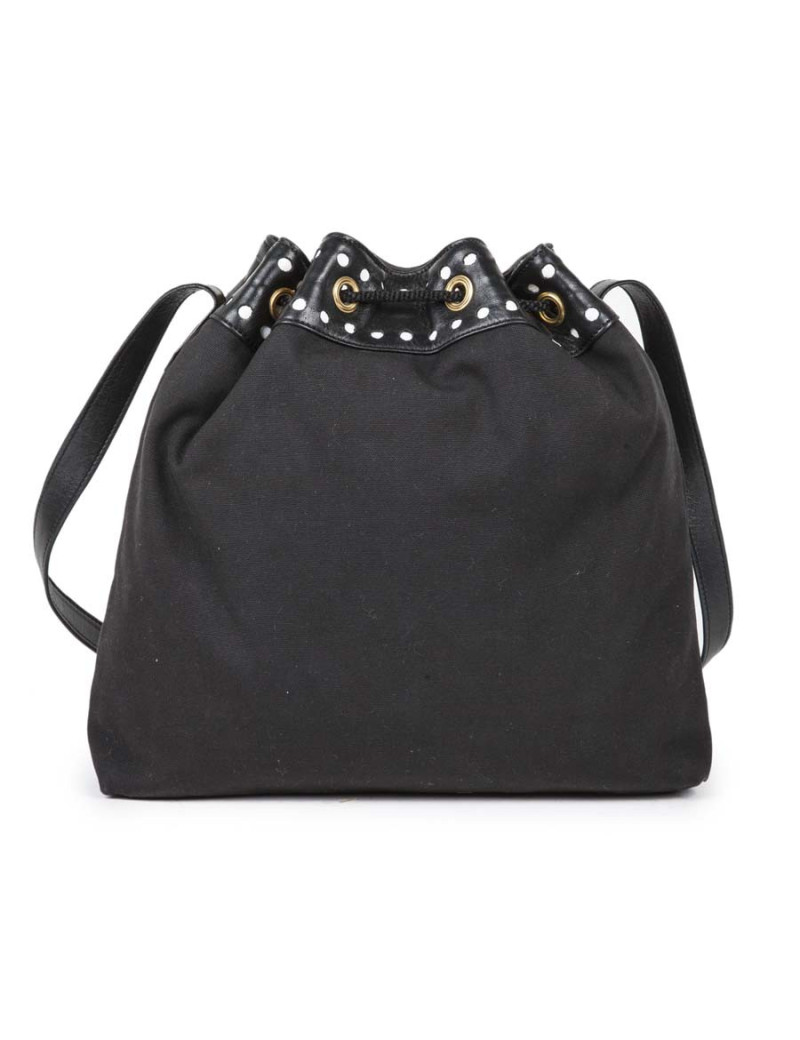  YVES SAINT LAURENT Vintage 'Y' shoulder bag in black and white fabric