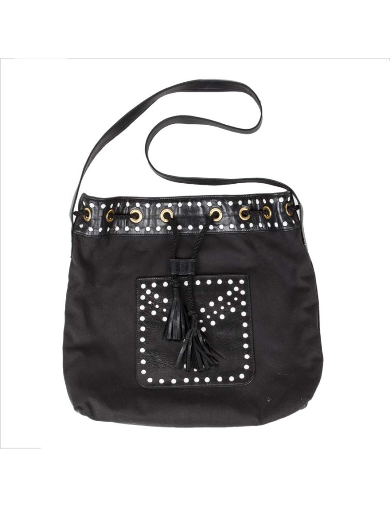  YVES SAINT LAURENT Vintage 'Y' shoulder bag in black and white fabric