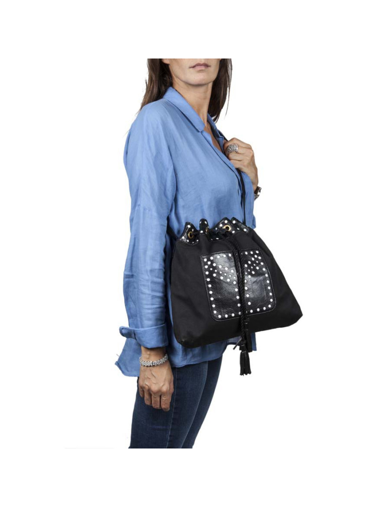  YVES SAINT LAURENT Vintage 'Y' shoulder bag in black and white fabric