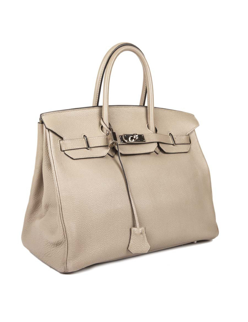 Sac Birkin 35 HERMES cuir  togo tourterelle