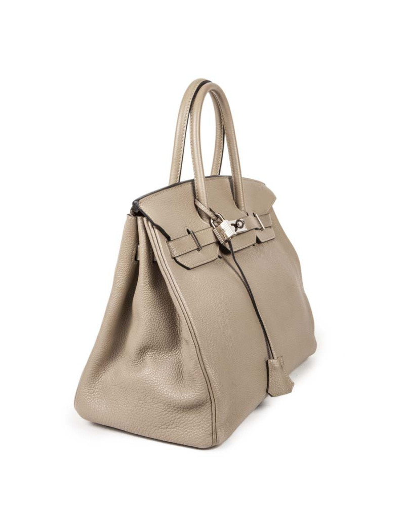 Sac Birkin 35 HERMES cuir  togo tourterelle