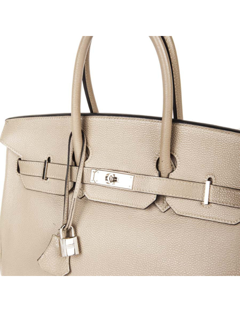 Sac Birkin 35 HERMES cuir  togo tourterelle