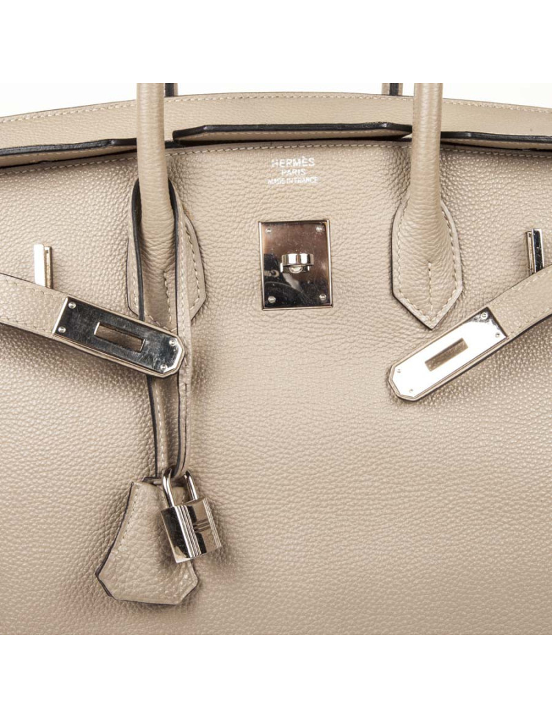Sac Birkin 35 HERMES cuir  togo tourterelle