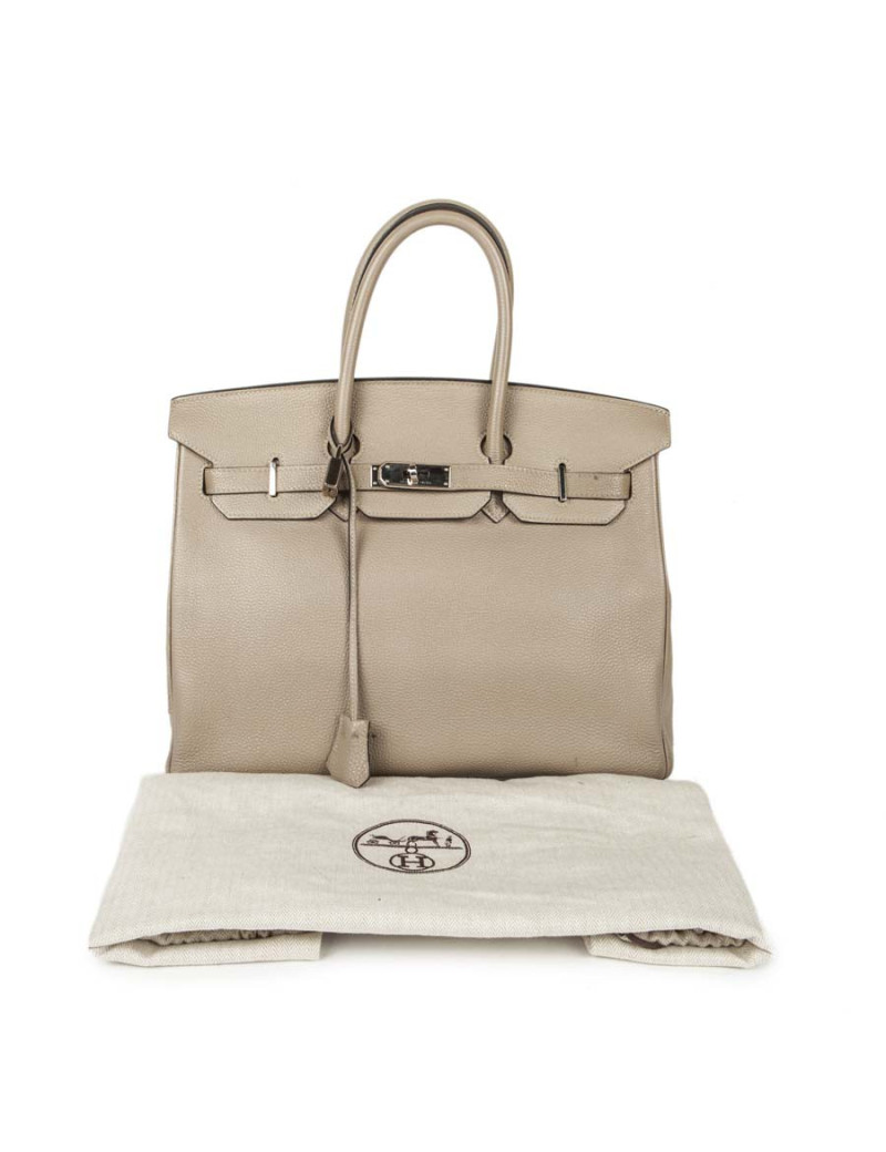 Sac Birkin 35 HERMES cuir  togo tourterelle