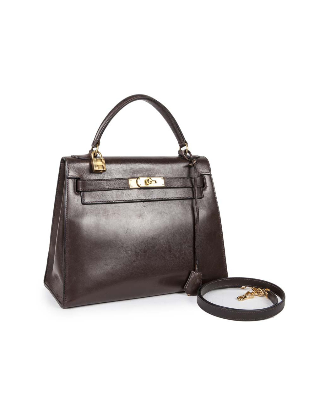 Kelly 32 HERMES cuir box marron