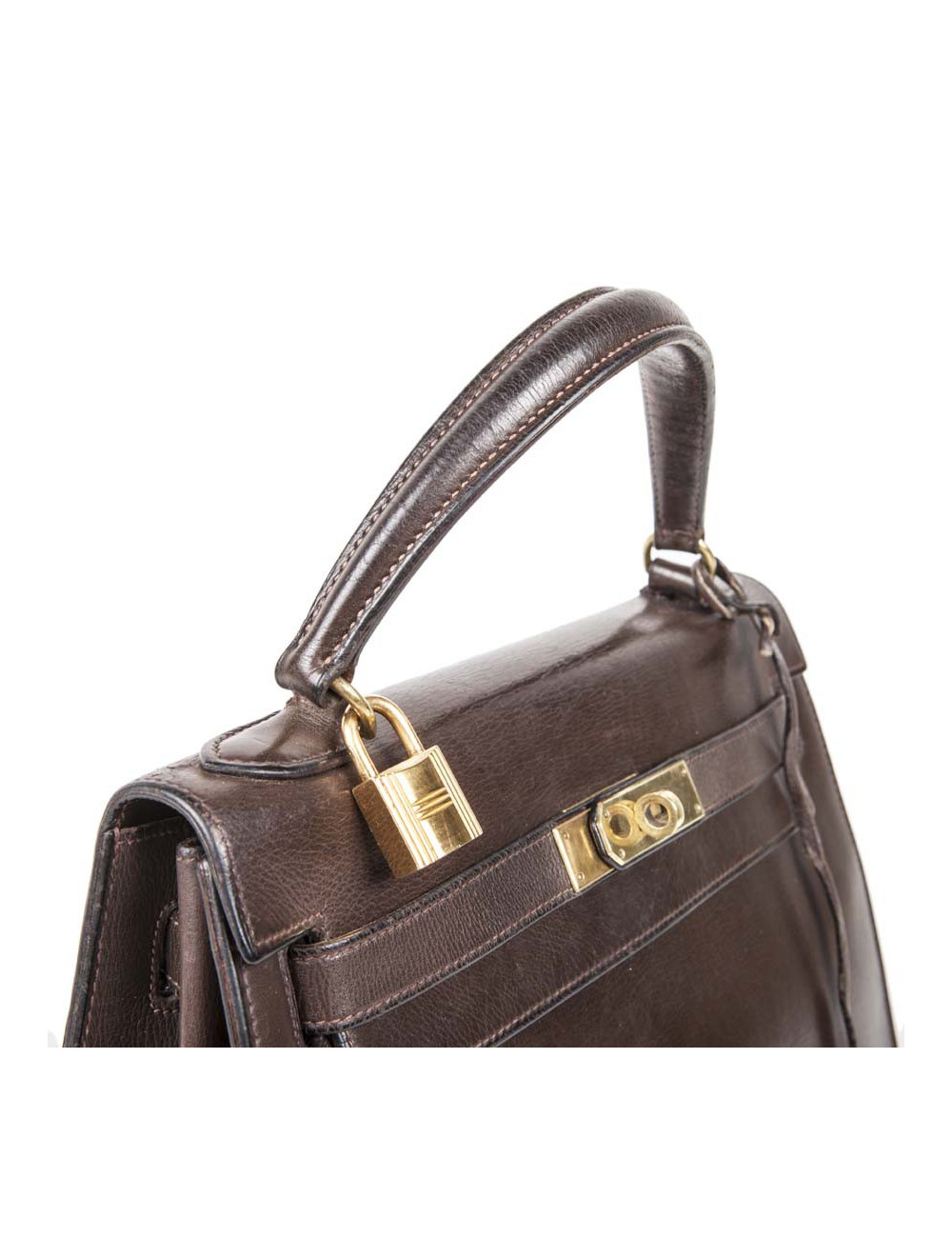 Kelly 32 HERMES cuir box marron
