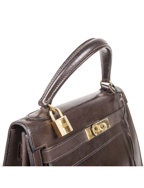 Kelly 32 HERMES cuir box marron
