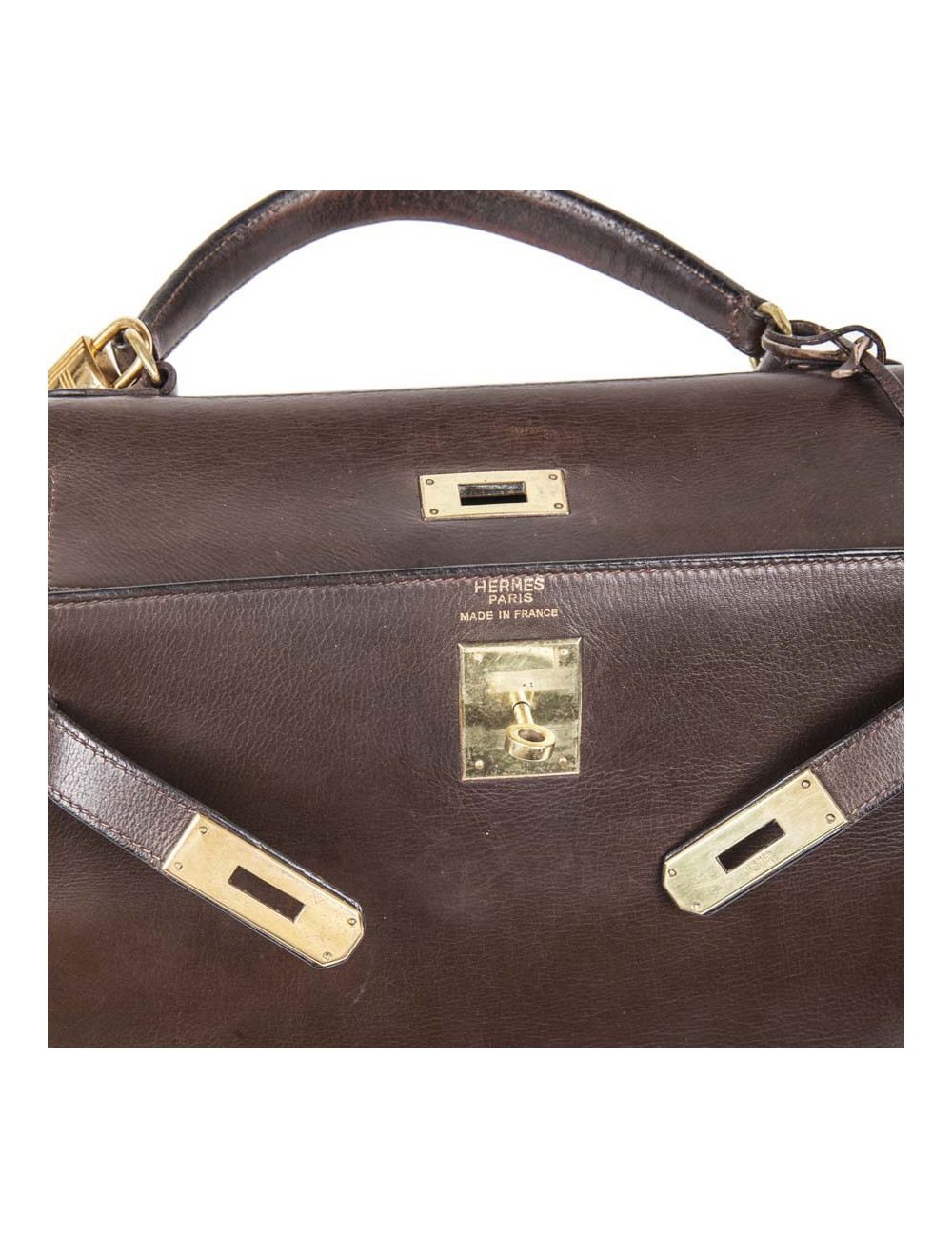 Kelly 32 HERMES cuir box marron