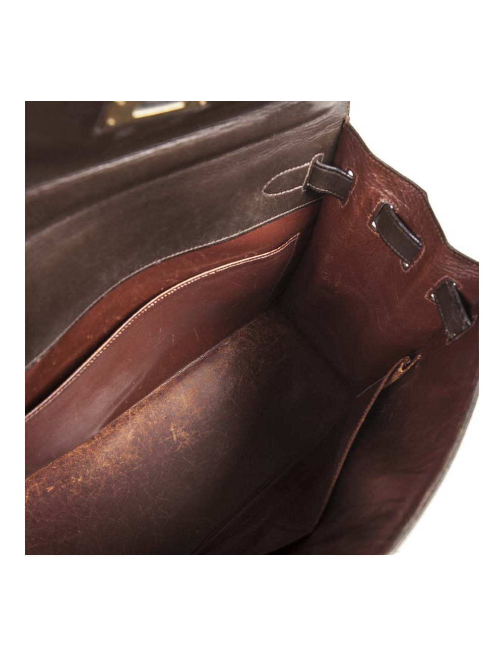 Kelly 32 HERMES cuir box marron