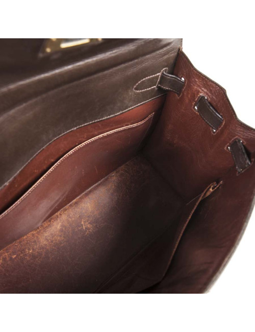 Kelly 32 HERMES cuir box marron