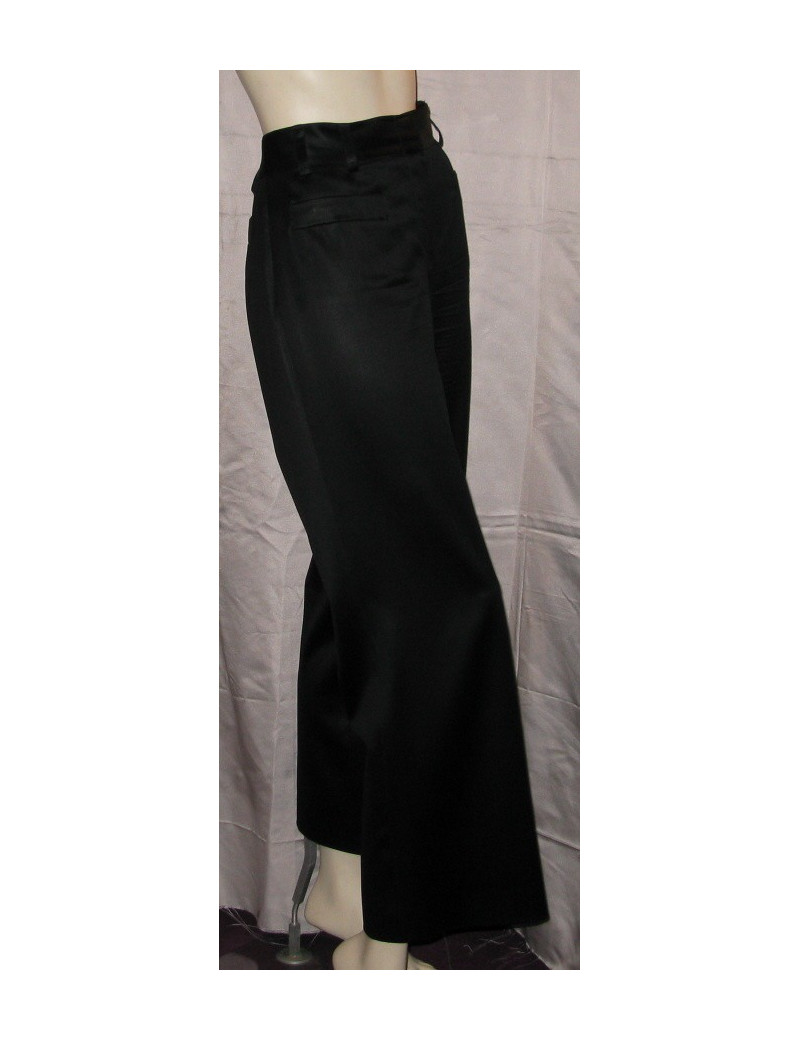 Pantalon laine noire satinée T38 CHANEL