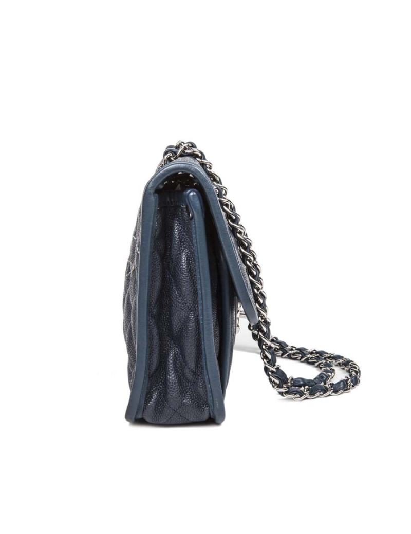 Sac CHANEL cuir grainé bleu