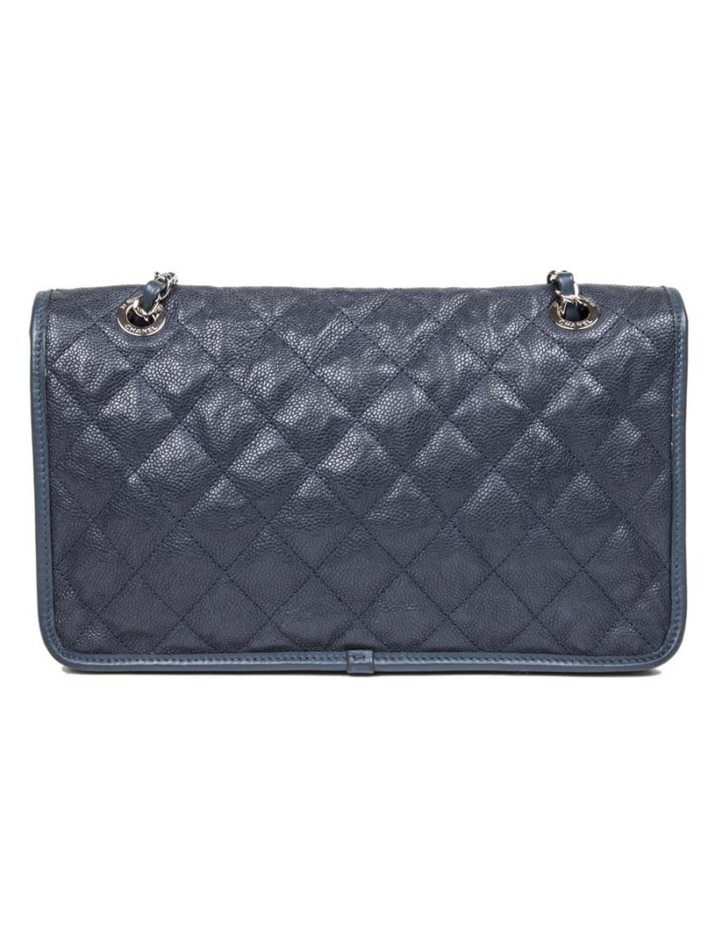 Sac CHANEL cuir grainé bleu