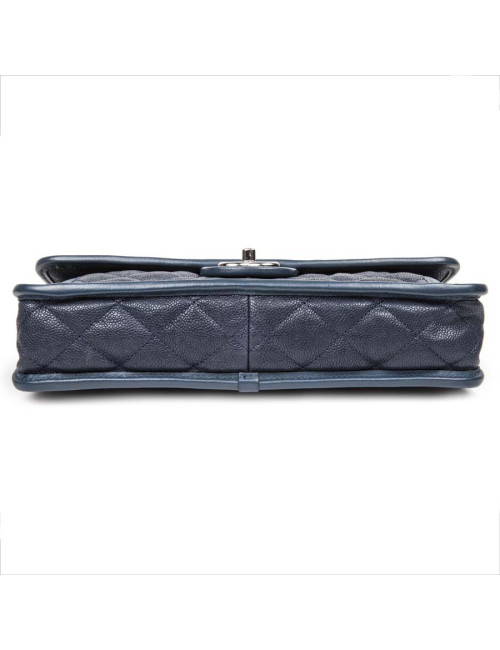 Blue grain quilted leather CHANEL bag