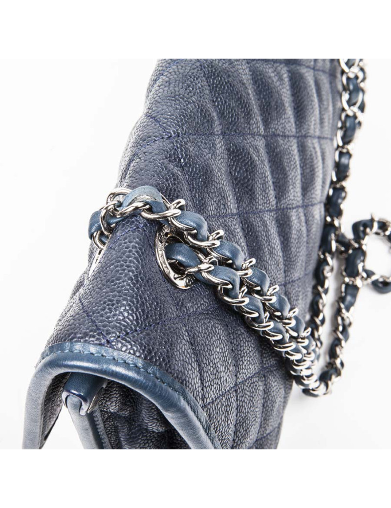Sac CHANEL cuir grainé bleu