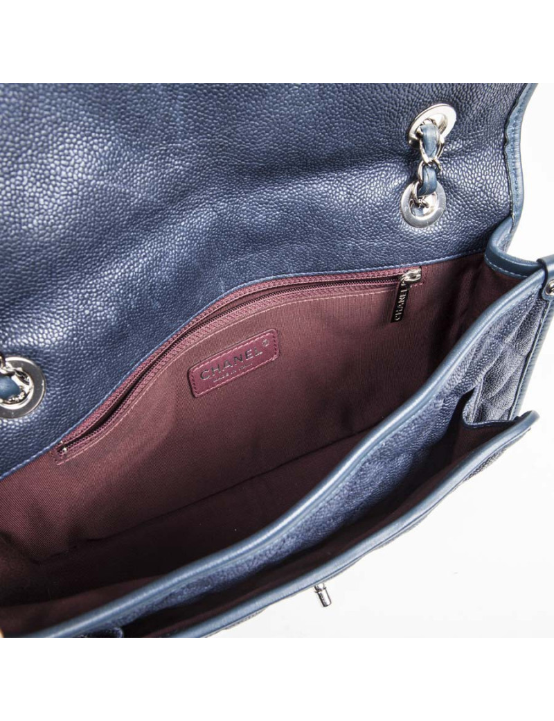 Sac CHANEL cuir grainé bleu