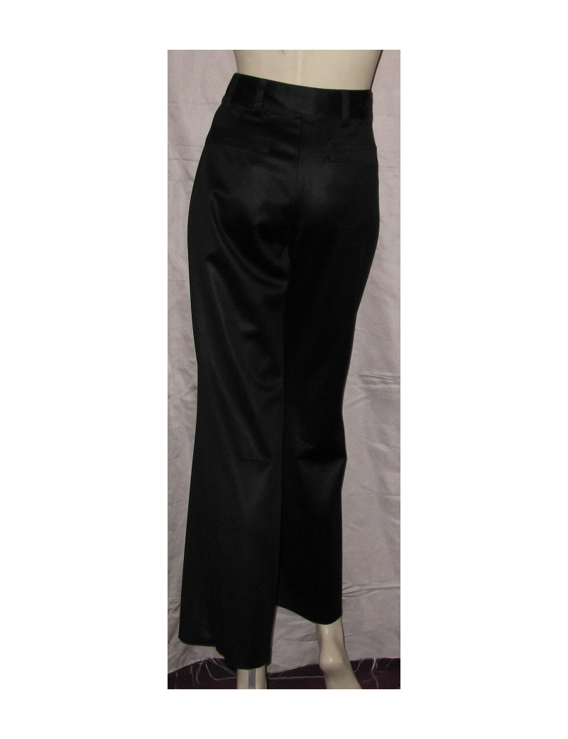 Pantalon laine noire satinée T38 CHANEL