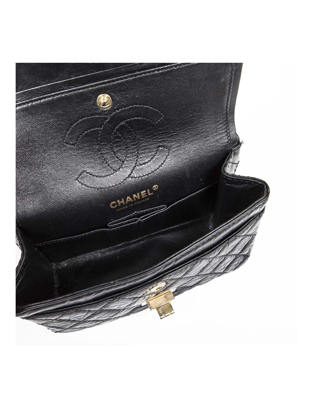 Sac CHANEL cuir vieilli souple noir TM
