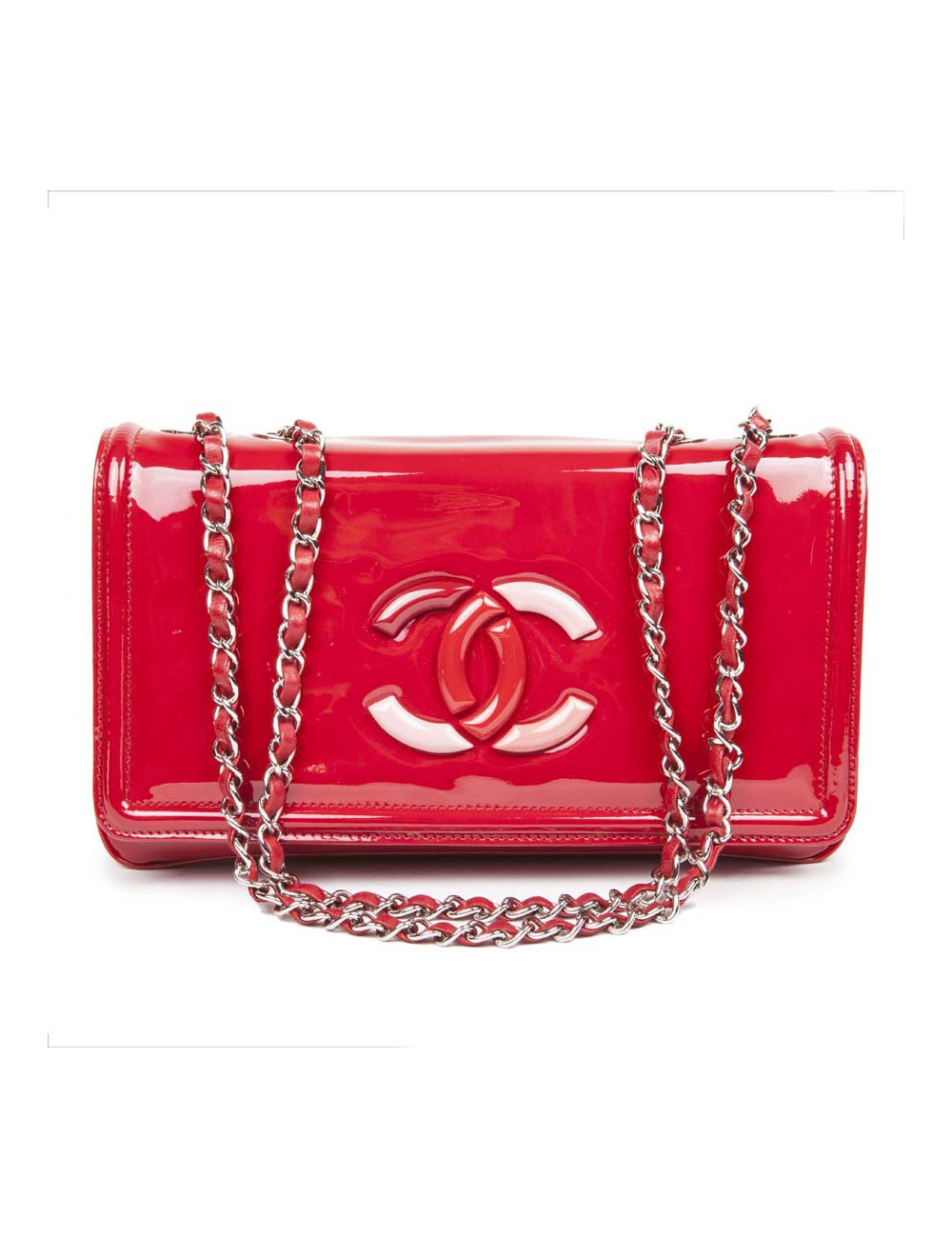 Sac CHANEL matelassé cuir et vernis rouge
