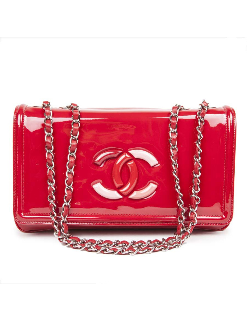 Sac CHANEL matelassé cuir et vernis rouge