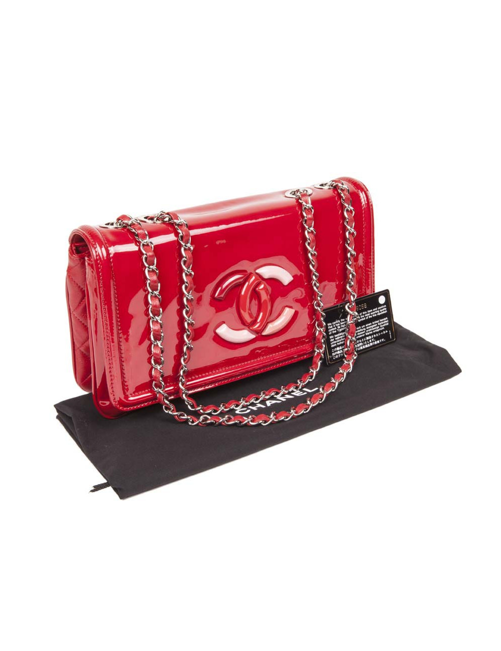 Sac CHANEL matelassé cuir et vernis rouge
