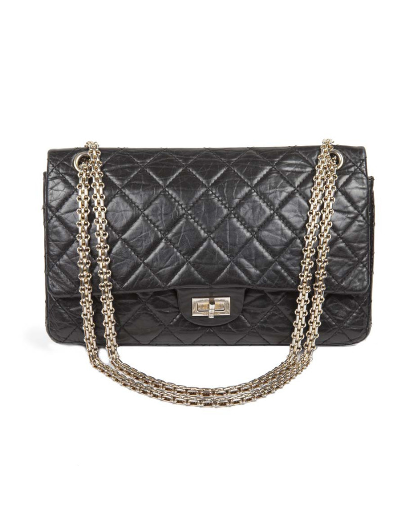 Sac 2.55 CHANEL cuir vieilli noir