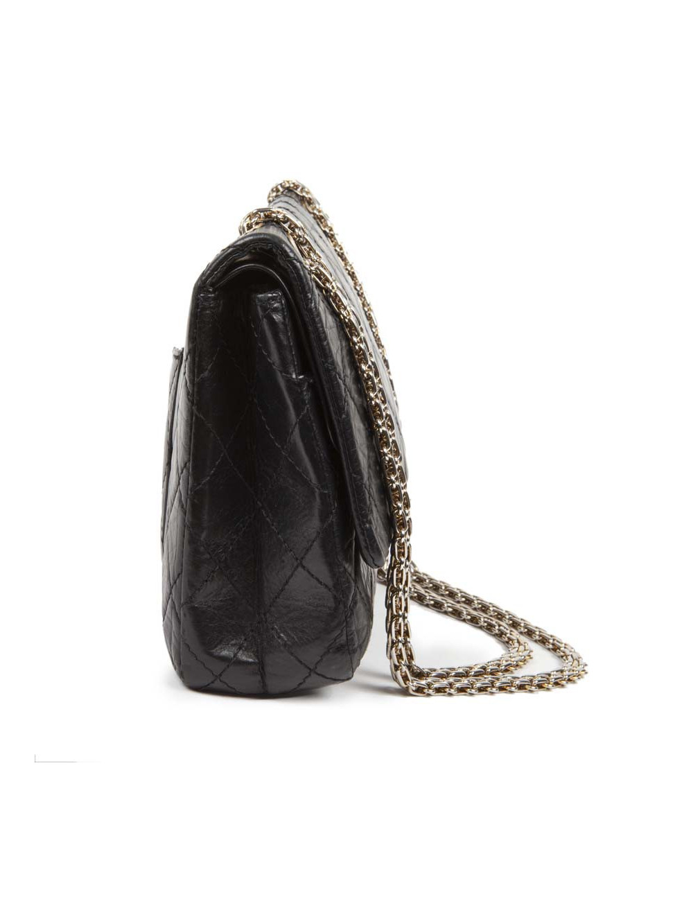 Black aged leather CHANEL 2.55 bag